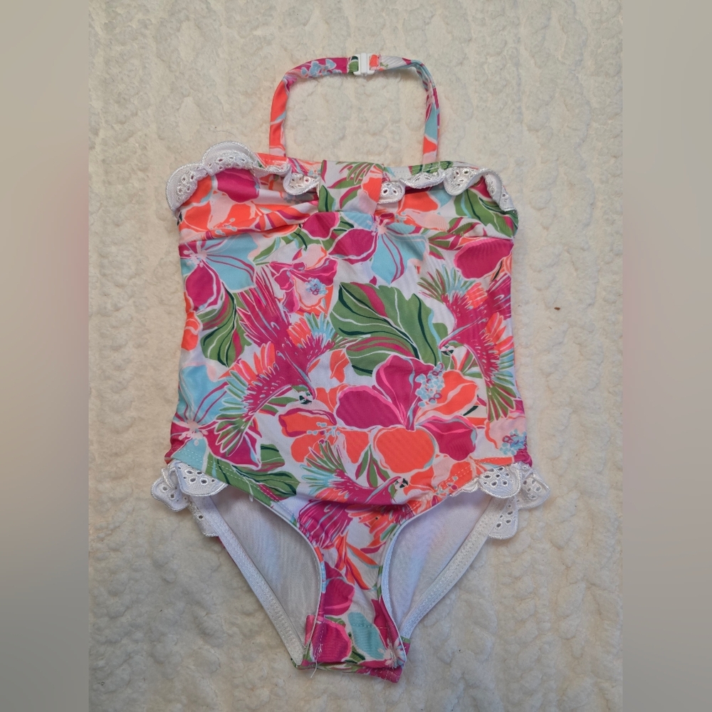 Crown & Ivy Kids Tropical Floral Halter Swimsuit 2T